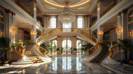 A grand, luxurious mansion with a large