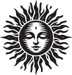 Sun silhouette vector isolated on white background