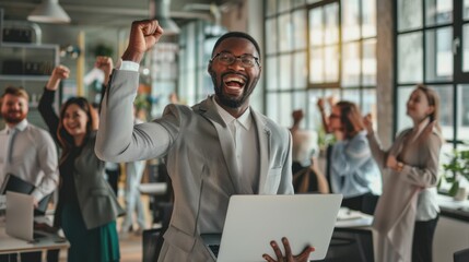 The joyful business team celebration
