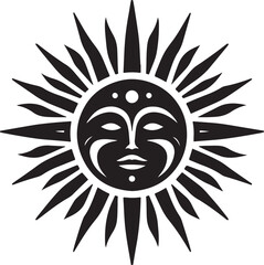 Sun silhouette vector isolated on white background