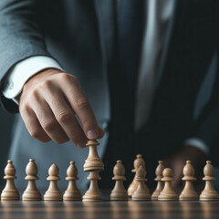 Holding chess board showing leadership