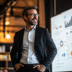 Portrait of a businessman leading a business meeting