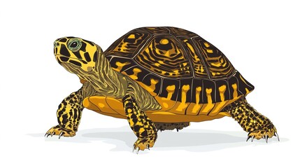 Obraz premium Cute Clean Eastern Box Turtle on a White Background
