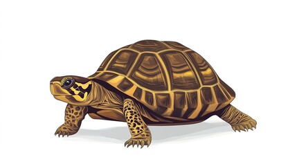 Fototapeta premium Cute Clean Eastern Box Turtle on a White Background