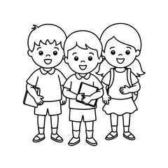 Single Line Art Coloring Page for Kids - Back to School Vector Illustration