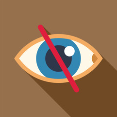 Blue human eye crossed with red diagonal line representing unsuitable content for various audiences