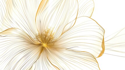 Elegant golden flower illustration with delicate lines, perfect for modern decor, invitations, or design projects.