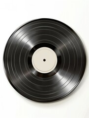Obraz premium Old record vinyl with label, center hole and grooves for sound.