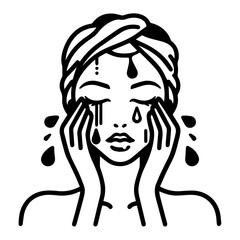 Beautiful girl take care of her facial washing icon