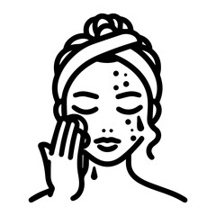 Beautiful girl take care of her facial washing icon