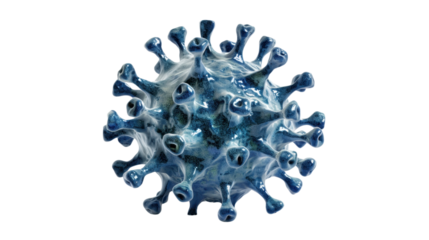 3D model of a coronavirus virus on transparent background