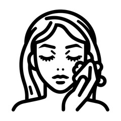 Beautiful girl take care of her facial washing icon