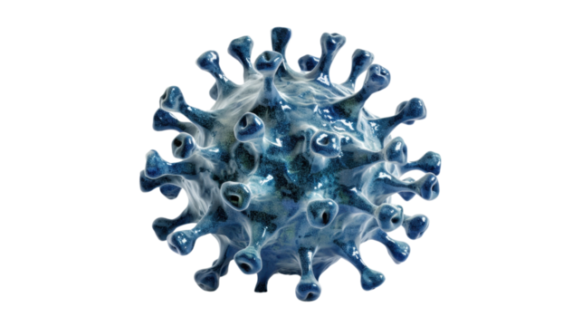 3D model of a coronavirus virus on transparent background - Powered by Adobe