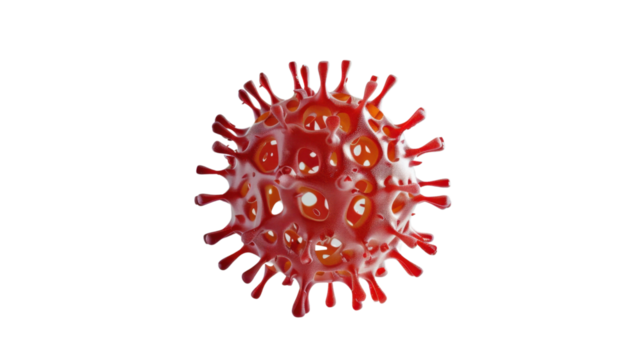 3D model of a coronavirus virus on transparent background