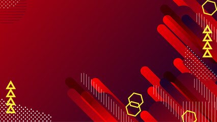 Red and yellow geometric shapes against a dark background, creating a modern visual impact.