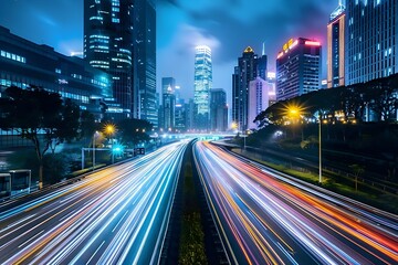 Fototapeta premium Cityscape Night Light Trails