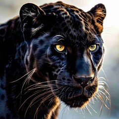 portrait of a leopard with shiny eyes