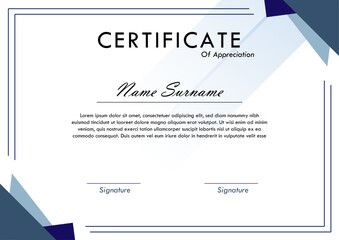 Certificate template featuring clean lines, space for names, and signatures, ideal for recognition purposes.