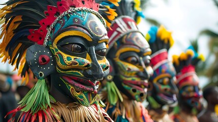 Fototapeta premium Colorful Masks in a Festive Parade