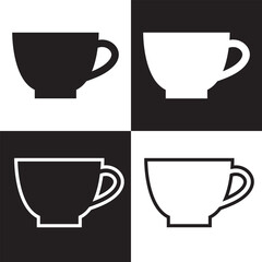 Coffee cup line web icons. Disposable coffee cup. Coffee paper cup, plastic container for hot and cold drink, juice, tea. Isolated on  black background. Vector illustration.  EPS 10