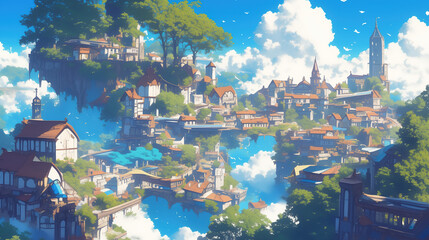 Picturesque Floating Village with Traditional Architecture