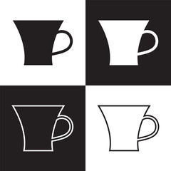 Coffee cup line web icons. Disposable coffee cup. Coffee paper cup, plastic container for hot and cold drink, juice, tea. Isolated on  black background. Vector illustration.  EPS 10