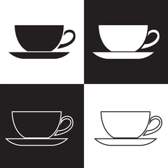 Coffee cup line web icons. Disposable coffee cup. Coffee paper cup, plastic container for hot and cold drink, juice, tea. Isolated on  black background. Vector illustration.  EPS 10