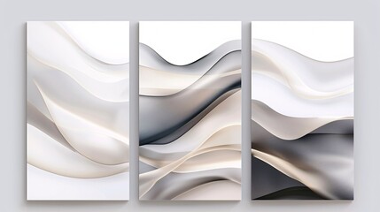 A set of three contemporary abstract art posters featuring a continuous minimalistic design, perfect for a sleek and modern decor on a white background