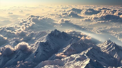 Obraz premium Striking mountain range under a glowing morning sky.