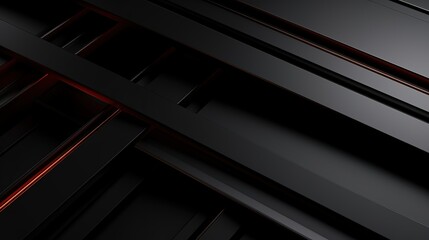 Obraz premium Abstract black geometric background with orange glow.