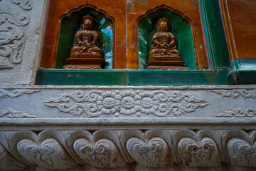 Glazed Buddha on the Wisdom-Sea Temple Wall of Wanshou Mountain Buddha Hall in Summer Palace, Beijing.
