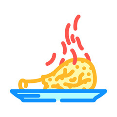 unhealthy chicken fried color icon vector. unhealthy chicken fried sign. isolated symbol illustration