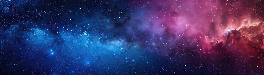 Fototapeta premium Stunning cosmic scene featuring vibrant blue and purple hues, showcasing the beauty of the universe filled with stars and nebulae.
