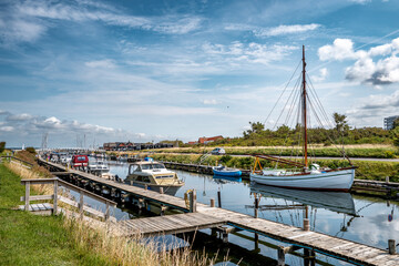 Fototapeta premium Logstor small city with canal and museum at the fjord, Denmark