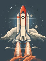 Obraz premium A spacecraft lifting off into the atmosphere