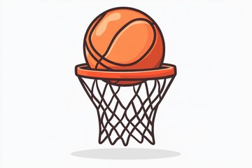 Cartoon basketball scoring in net