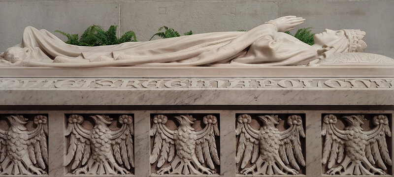 The sarcophagus of Jadwiga of Poland in Wawel Cathedral in Krakow Poland