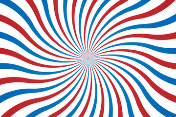 Red And Blue Sunburst Pattern Abstract Background. Ray. Radial. Celebration Event. Sport Backdrop. American, Russia, France, United kingdom, Czech, Chile flag color concept. Vector Illustration