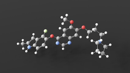 cediranib molecule 3d, molecular structure, ball and stick model, structural chemical formula azd-2171