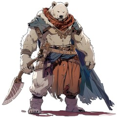 Fototapeta premium Anime Bear Warrior. AI generated art illustration.