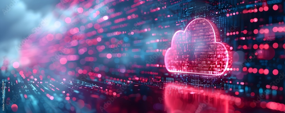 Poster secure cloud computing measures with digital shield and data flow concept