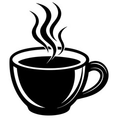 Hot coffee cup silhouette vector on white background