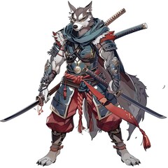 Fototapeta premium Anime Dog Warrior. AI generated art illustration.