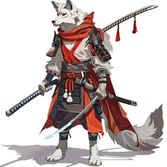 Obraz premium Anime Dog Warrior. AI generated art illustration.