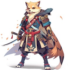 Anime Dog Warrior. AI generated art illustration.