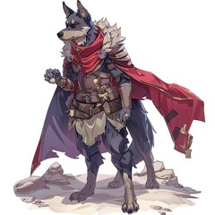 Anime Dog Warrior. AI generated art illustration.