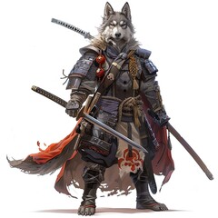 Fototapeta premium Anime Dog Warrior. AI generated art illustration.