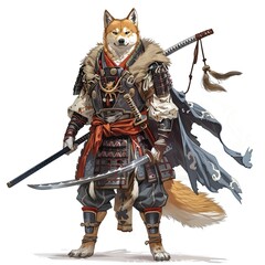 Obraz premium Anime Dog Warrior. AI generated art illustration.