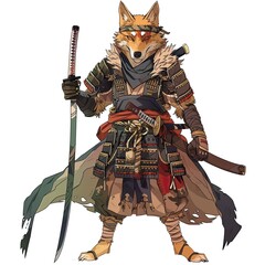 Fototapeta premium Anime Dog Warrior. AI generated art illustration.