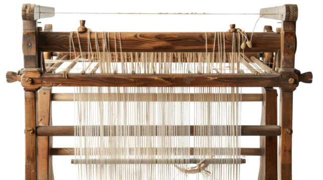 Wooden loom on transparent background 